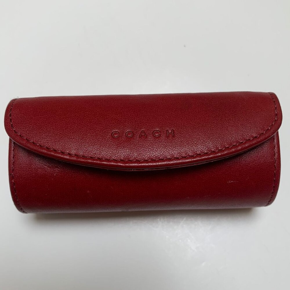 Rare Vintage Coach Burgundy Leather Lipstick Holder with Mirror